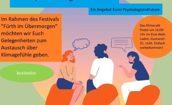 Grafik die ein Klimagespräch mit drei beteiligten Personen zeigt.